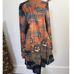 Halloween Witch Woman Cardigan Open Front Pumpkin Cats Fall Costume‎ L thumbnail 3