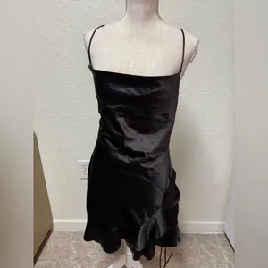 *flawed* PRINCESS POLLY Black Satin Dress thumbnail 6