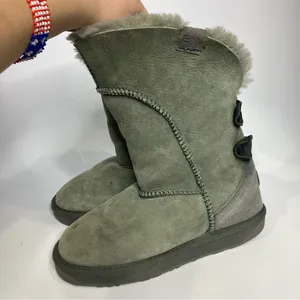 Emu Alba shearling style boots‎ winter suede leather women’s size 6 gray thumbnail 4