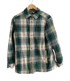 Duluth Trading Co Green Plaid Quilted Flannel Shirt Jacket M Barn Chore Coat thumbnail 1