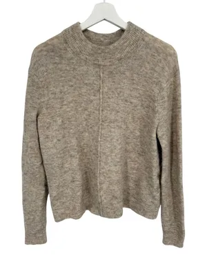 Wilfred Free Sweater Womens XXS Beige Good Mock Neck Exposed Seam Italian Yarn thumbnail 1