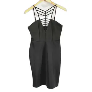 Club L London Black V-Neck Cage Detail Mini Dress Size 6 Sexy Party LBD thumbnail 5