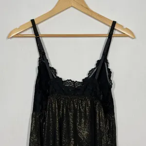 Cabernet Babydoll Tank Top Size XL Black Gold Floral Lace Metallic Lingerie Sexy thumbnail 5