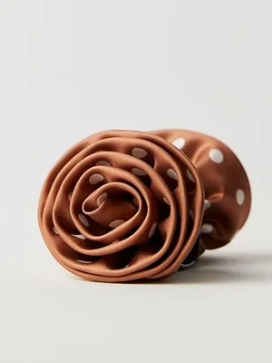 NWT Free People Grand Gesture Floral Clip in Brown and White Polka Dots thumbnail 3