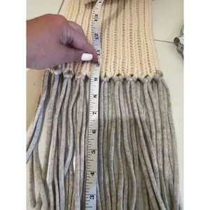 J Crew Scarf Women OS Cream Ribbed Wool Cashmere Fringe Winter Classic Luxury thumbnail 4