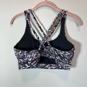 Lululemon Energy Bra Kaleidoscopic Pink Multi Medium Support 12 Black Gray‎ thumbnail 4
