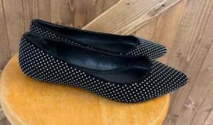 White House Black Market Women’s Size 8 Black Studded Pointed Toe Flats thumbnail 1