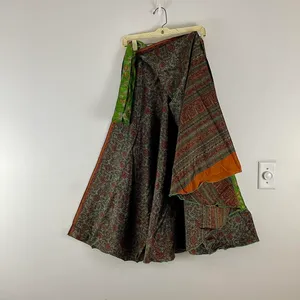 Reversible Maxi Wrap Skirt BINS120 Green thumbnail 2