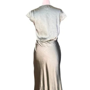 Billy J Selma Sage Green Satin Maxi Dress‎ Bridesmaid Wedding Guest Formal Gown thumbnail 8