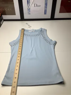 Muy Muy Fancy Light Ice Blue Embellished Sleeveless Tank Women’s Size M NWT thumbnail 5