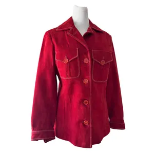 Vintage ‘70s Red Suede Button Front Collared Jacket Size XXS thumbnail 2