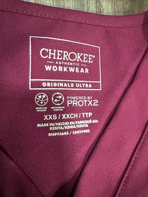 Cherokee Wine Burgundy Medical Scrub Set – Size XXS . thumbnail 2