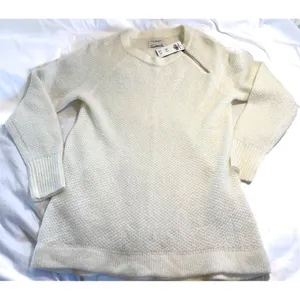 Abercrombie & Fitch Crewneck Knit Sweater | Zip Shoulder Cream NWT thumbnail 10