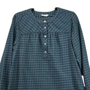 Duluth Trading Co Seawool‎ Plaid Henley Top Green Blue Long Sleeve 3237-97 thumbnail 3