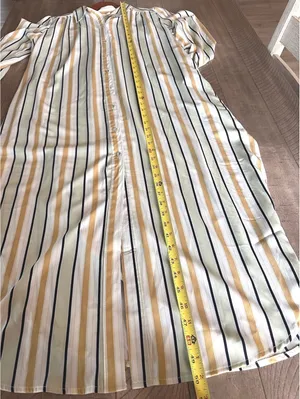 Easel Long Sleeve Striped Button Up Maxi Shirt Dress Women’s Small thumbnail 10
