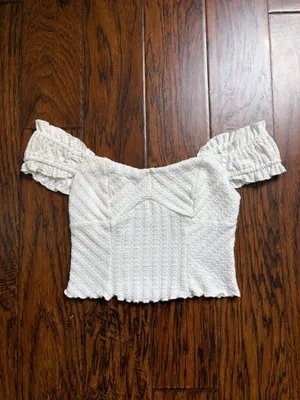 Kirious Boho white off the shoulder crop top thumbnail 3