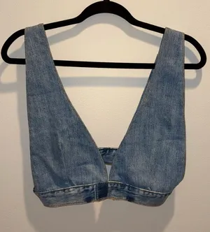 Urban Outfitters Light Blue Denim Crop Top thumbnail 1