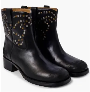 NEW in Box Free People Leather Harmony Studded Boots Black Size 9 thumbnail 1