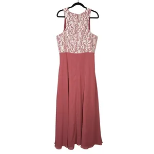 Azazie Rose Lace Bodice‎ Chiffon Skirt Maxi Dress Formal Evening Gown Size A 20 thumbnail 4