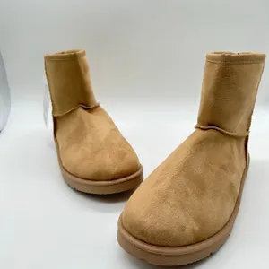 Josiny Faux Suede Boots Womens 11 Tan Classic Fur Lined Ankle‎ Booties NEW thumbnail 2