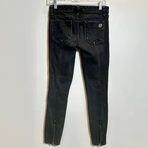 Tory Burch Super Skinny Jeans Women's Size 25 Black Ankle Zip Denim Stretch‎ thumbnail 3