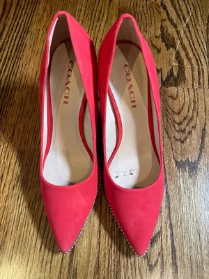 Coach Red Suede Waverly Beadchain Pointed Toe Stiletto Heels Size 8.5B thumbnail 8