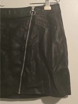 Express Black Faux Leather Asymmetrical Zip Mini Skirt thumbnail 5