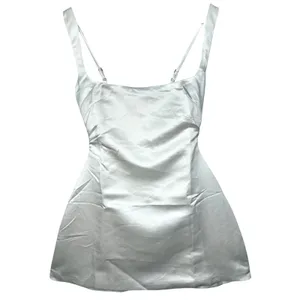 NWT Babyboo Sofie Ivory Satin Square Neck Fit & Flare Mini Dress Womens Size XS thumbnail 9