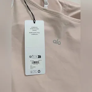 ALO Yoga NWT Airbrush Streamlined Dress Pink Quartz White Size S thumbnail 6