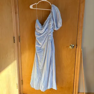 HELLO MOLLY Light Blue One Shoulder‎ Ruched Maxi Dress Size XL thumbnail 7