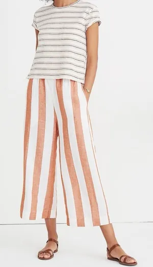 MADEWELL Striped Houston Wide Leg Cropped Pants thumbnail 1