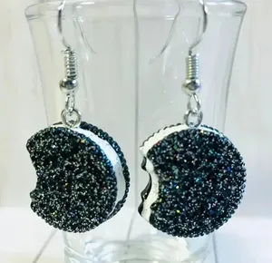Y2K Glitter Cookie Drop Dangle EarringsSimulated Food Pattern Jewelry thumbnail 1