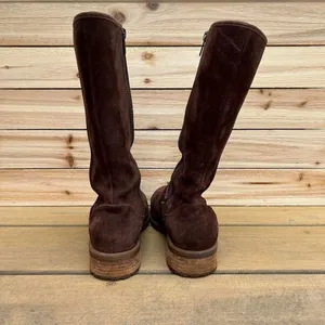 Y2K Brown Suede Leather Mid-Calf UGG Boots w/ Slight Heel and Lined Interior thumbnail 6