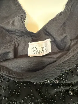 Oh Polly Epernay Black Beaded Cut Out Mini Dress Size 12 thumbnail 5