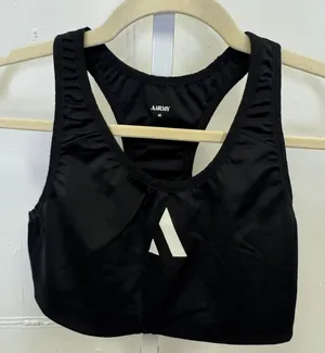AARMY‎ Black Racerback Sports Bra Medium Logo Activewear Workout Top thumbnail 1