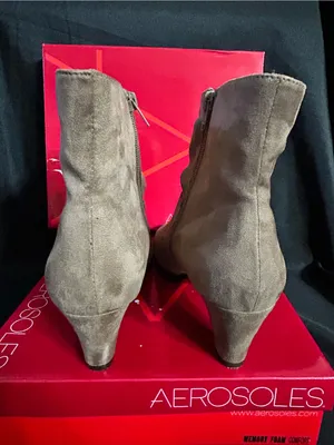 Aerosoles Red Light Taupe Fabric Mid-Heel Ankle Boots Women’s 8M thumbnail 5