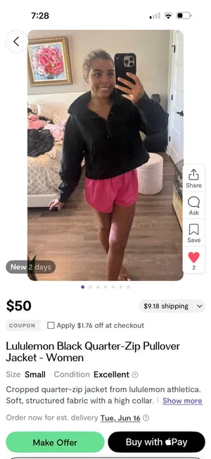 Lululemon Black Quarter-Zip Pullover Jacket - Women thumbnail 9
