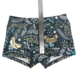 Wodbottom Blue Gold Foil Holly Winter Shorts 3" CrossFit‎ Workout Size Medium thumbnail 4