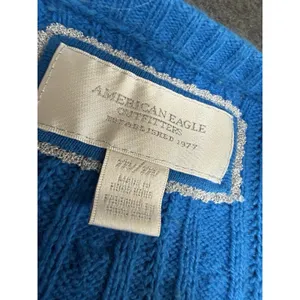 American Eagle Sweater Womens M Blue Cable‎ Knit Babydoll Bella Swan Y2K thumbnail 8