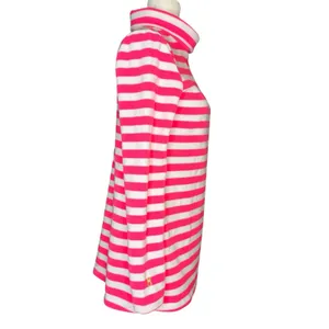 NWT Dudley Stephens S Pink‎ Striped Cobble Hill Vello Fleece Mock Neck Pockets thumbnail 2