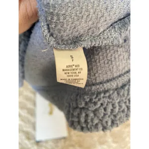 Aerie Blue Sherpa Pullover Polo Fleece Lounge Quarter Zip Y2K Cozycore Plush Ski thumbnail 7