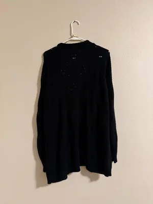 Harper Black Open-Front Knit Cardigan thumbnail 3
