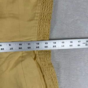 Reformation Yellow Linen Ruffle Smocked Mini Dress Size 10 Off Shoulder Summer thumbnail 6