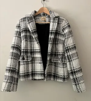 Elie Tahari Tweed Plaid Wool Blazer Size 8 thumbnail 1