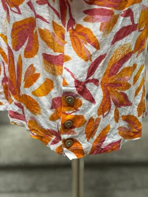 Cynthia Rowley Linen Boxy Floral Blouse Pink Coastal Beach Vacation Women’s XL‎ thumbnail 7