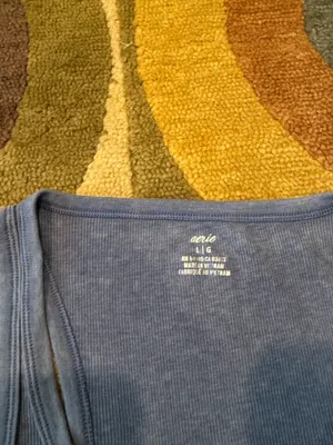 Aerie Blue Vintage Wash Henley Tank Top Ribbed Size Large thumbnail 3