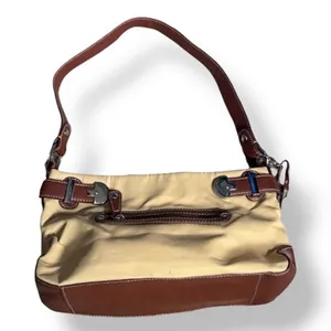 Vintage Etienne Aigner Beige Canvas Leather Shoulder Bag Classic Neutral Purse‎ thumbnail 2