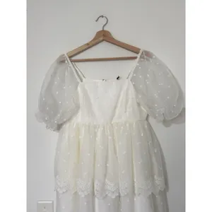 English Factory White Polka Dot Tulle Mini Dress M Cottagecore Puff Sleeve NWT thumbnail 4