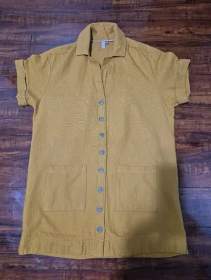 Anthropologie Pilcro Button yellow summer bohemian Shirt Dress size XS thumbnail 9