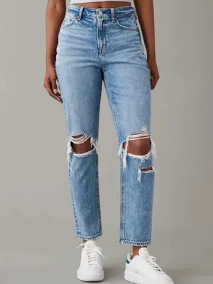 American Eagle size 4 short strigid light denim distressed jeans preppy casual thumbnail 7
